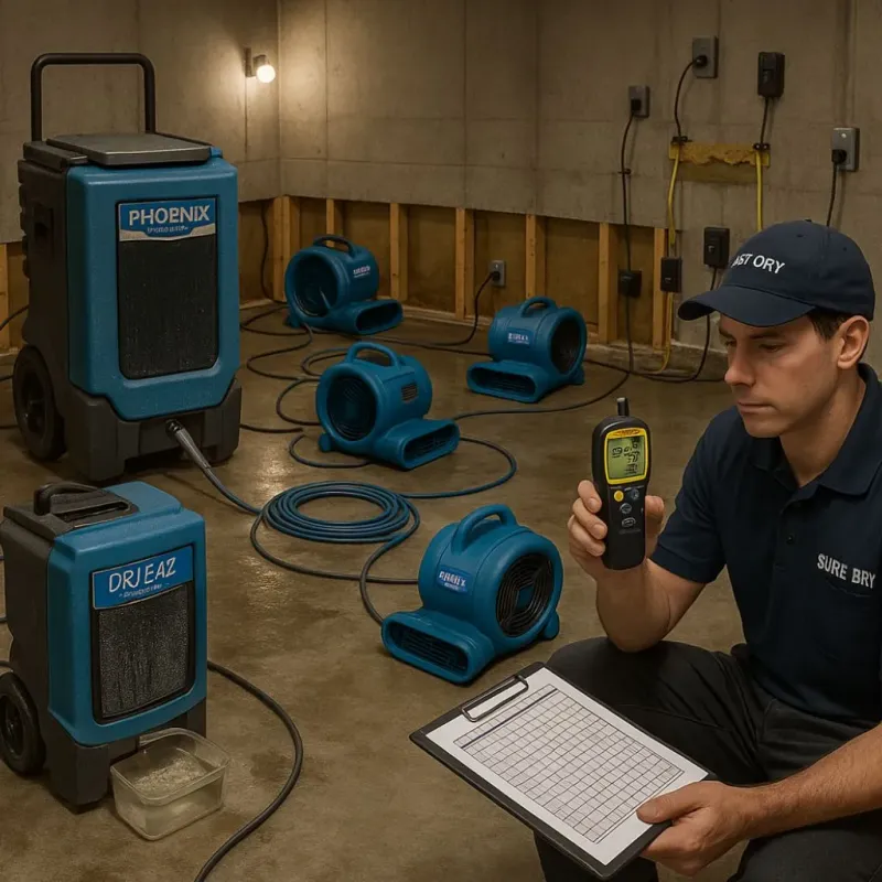 Structural Drying and Dehumidification process in El Cajon, CA